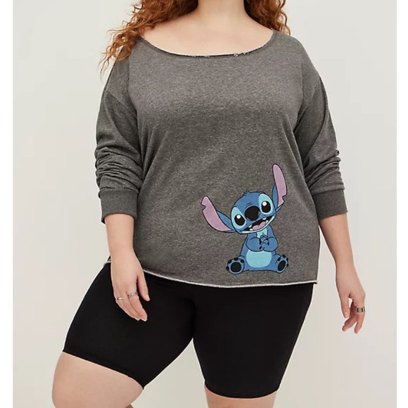 NWT TORRID DISNEY LILO & STITCH OFF SHOULDER SWEATSHIRT - Picture 2 of 5